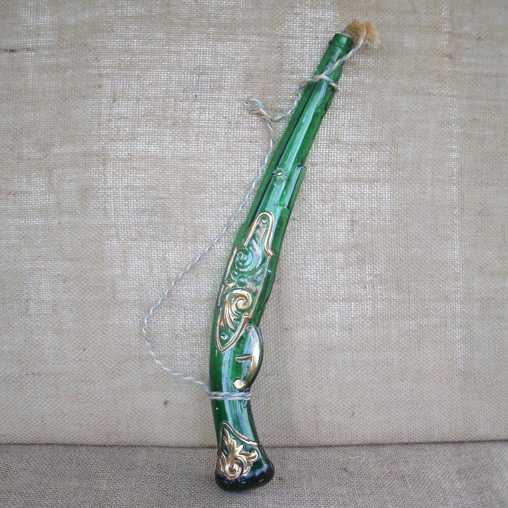 Vintage Barsottini Green Glass Pistol Wine Bottle Italy